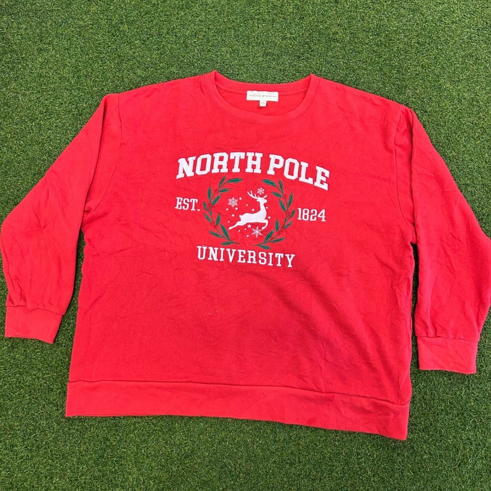 State of Mine North Pole University Christmas Reindeer Sweatshirt Red XXL‎
